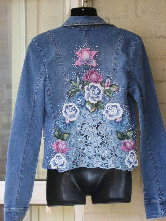 jaqueta jeans feminina customizada com renda