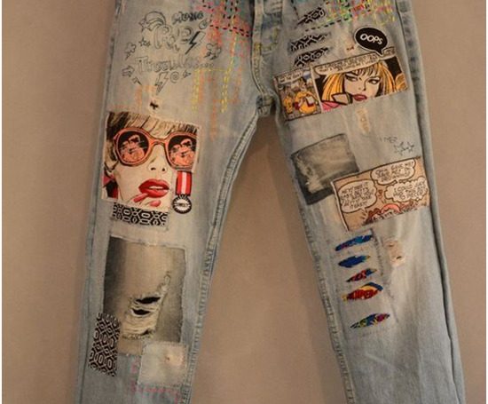 customização de calça jeans com renda