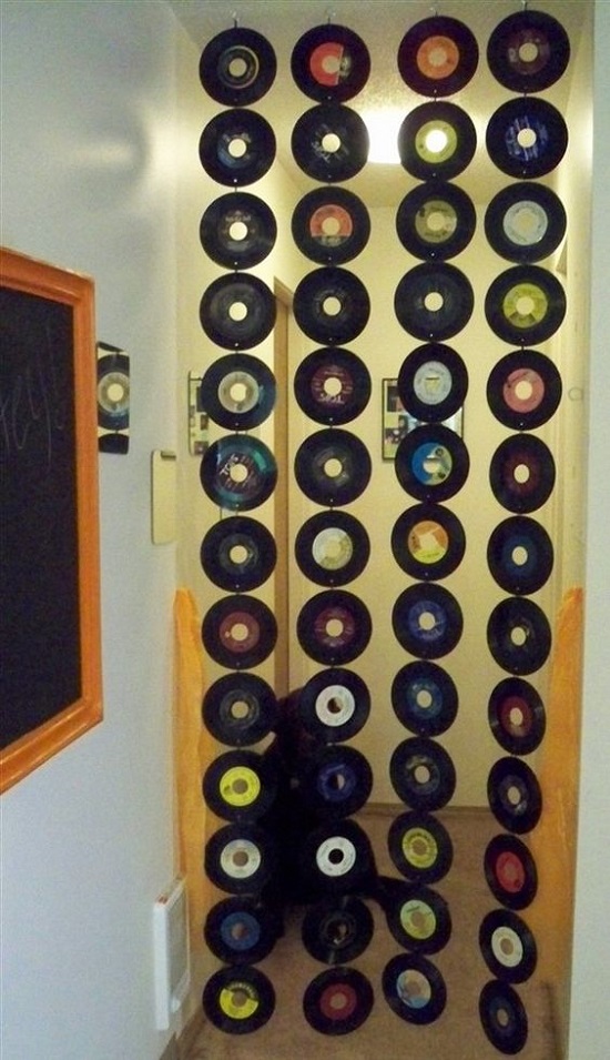 Decoração com discos de vinil