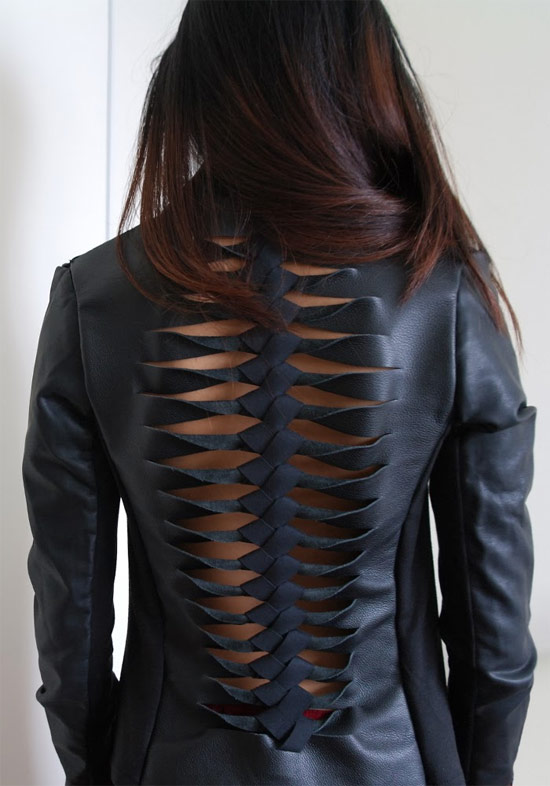 Como customizar jaqueta de couro com trançado nas costas