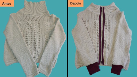 Como transformar blusa de tricô de lã em jaqueta