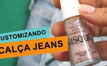 customização de calça jeans com termocolante e glitter