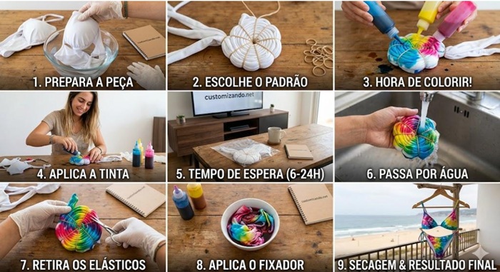 customizar biquínis com a técnica tie-dye